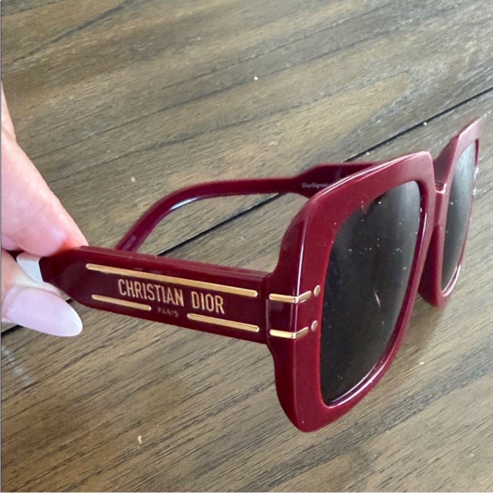 Dior Burgundy & Gold Oversized Square Sunglasses NWT - Picture 2 of 9